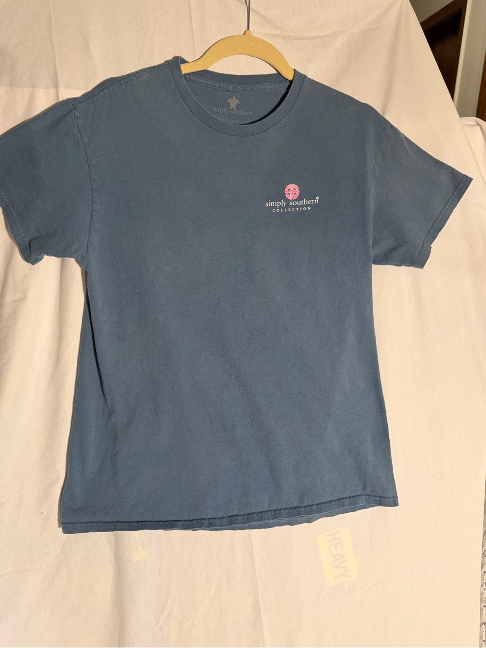 #361 Simply Southern Blue Tee with Pink Logo - Short Sleeve